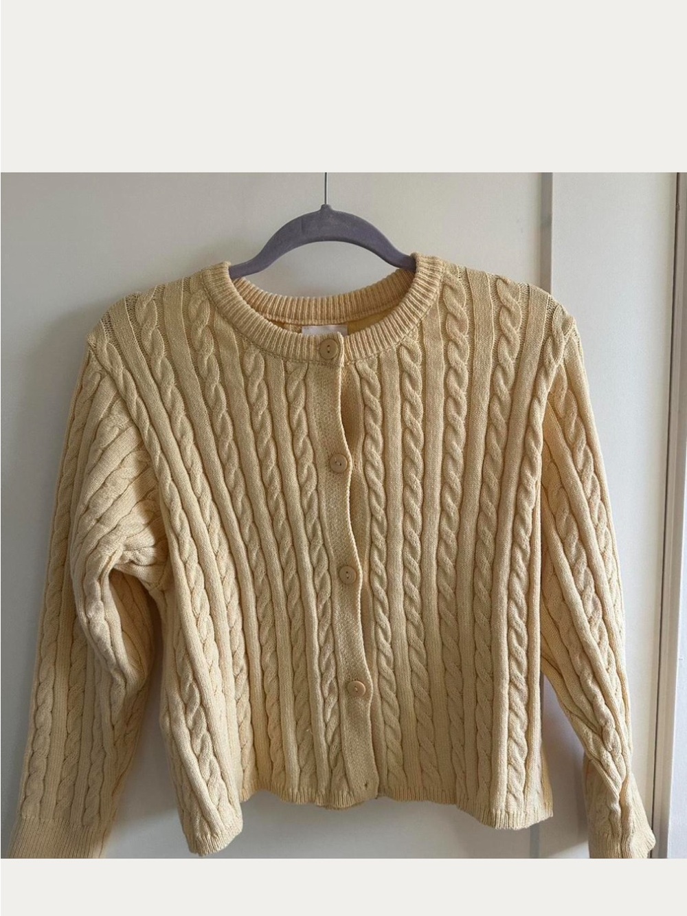 Grey Bandit Yellow Cable-Knit Button Sweater